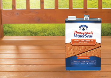 Can of Thompson’s WaterSeal® sitting on deck. 