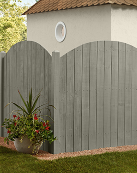 Fence beautifully finished in Thompson’s WaterSeal Solid Color Wood Protector in Coastal Gray