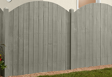 Fence beautifully finished in Thompson’s WaterSeal Solid Color Wood Protector in Coastal Gray