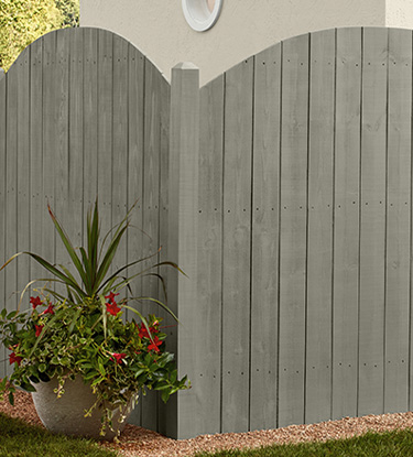 Fence beautifully finished in Thompson’s WaterSeal Solid Color Wood Protector in Coastal Gray